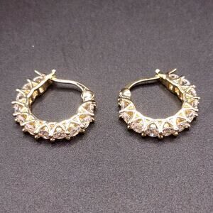 18k Gold Plated Boho CZ Diamonds Hoop Earrings Lever Back Womens Birthday Gift